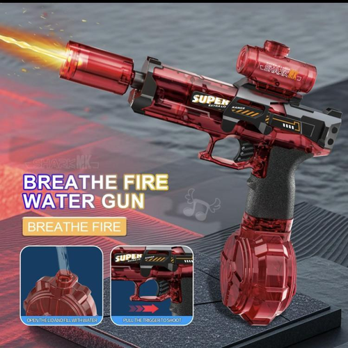 1 Ultimate Battle Powerful Electric Water Gun, Automatic Squirt Gun with Glowing Realistic Muzzle 320cc High Capacity, Up to 32 FT Range, Outdoor Summer Party Toy for Adults &Kids Toys for  Christmas Gift, Halloween Present, Black Friday Gifts