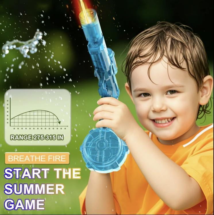 1 Ultimate Battle Powerful Electric Water Gun, Automatic Squirt Gun with Glowing Realistic Muzzle 320cc High Capacity, Up to 32 FT Range, Outdoor Summer Party Toy for Adults &Kids Toys for  Christmas Gift, Halloween Present, Black Friday Gifts