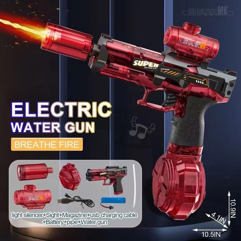 1 Ultimate Battle Powerful Electric Water Gun, Automatic Squirt Gun with Glowing Realistic Muzzle 320cc High Capacity, Up to 32 FT Range, Outdoor Summer Party Toy for Adults &Kids Toys for  Christmas Gift, Halloween Present, Black Friday Gifts