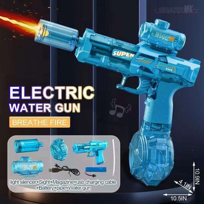1 Ultimate Battle Powerful Electric Water Gun, Automatic Squirt Gun with Glowing Realistic Muzzle 320cc High Capacity, Up to 32 FT Range, Outdoor Summer Party Toy for Adults &Kids Toys for  Christmas Gift, Halloween Present, Black Friday Gifts