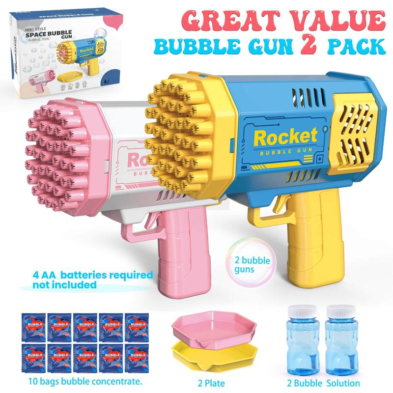 Bubble Machine, 2 Pack Bubble Gun Toy, Summer Kid Toy for Boys Girls, Bubble Blaster for Birthday, Wedding, Outdoor